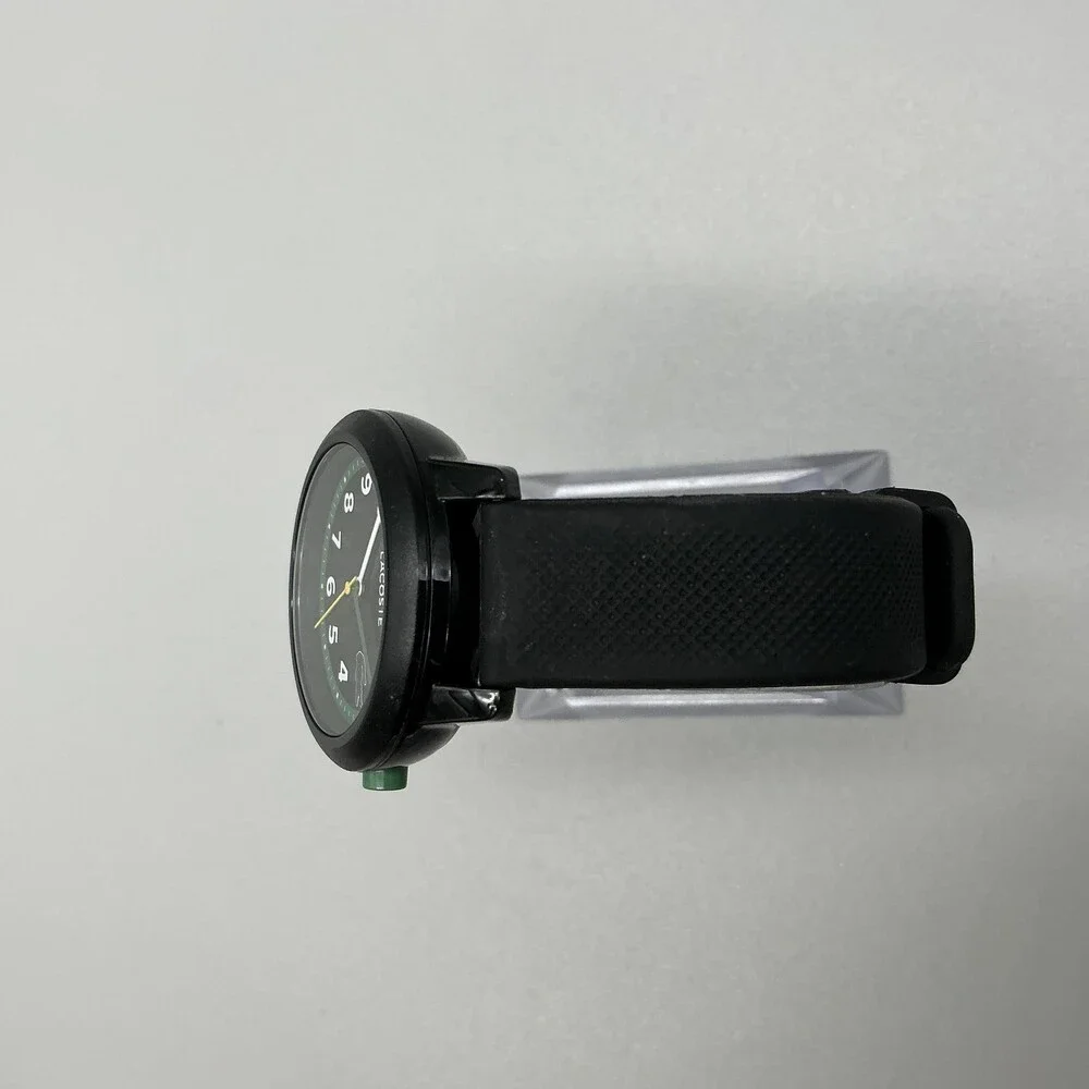Lacoste Boys Watch 33mm Black Green Dial Silicone 50M WR Sport New Battery
